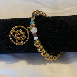 Lotus flower bronze bracelet